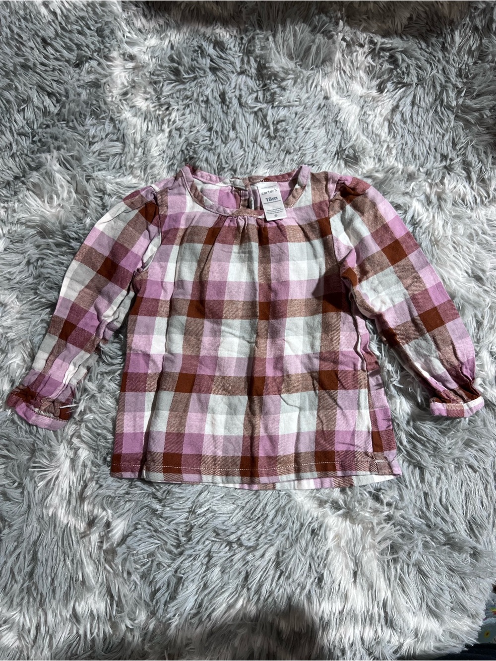 Purple Plaid Long-Sleeve Girls' Top